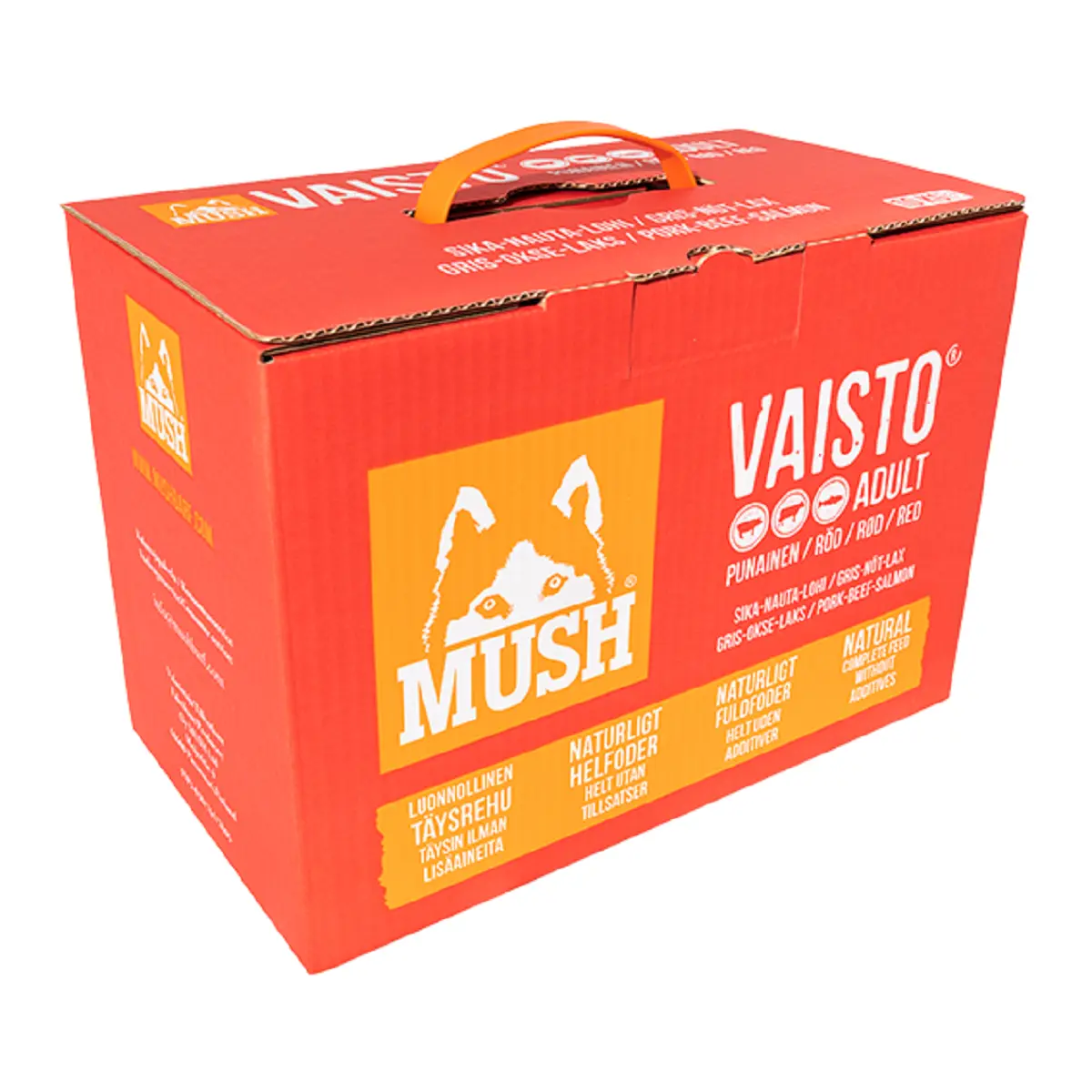 MUSH Vaisto Rød Gris Okse Laks XL 10 kg - Naturligt BARF-foder til hunde